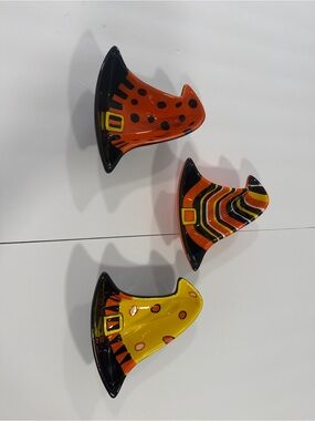 Festive Halloween Witch Hat Ceramic candy Dishes - Orange & Yellow